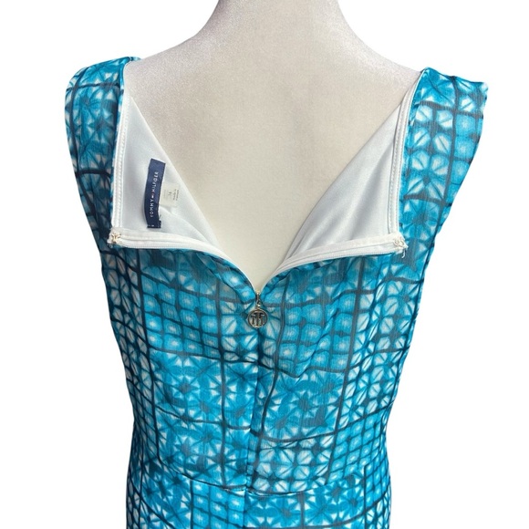 TOMMY HILFIGER V-NECK LINED SURPLICE FAUX-WRAP MAXI DRESS Size 16 Teal White - Picture 10 of 16